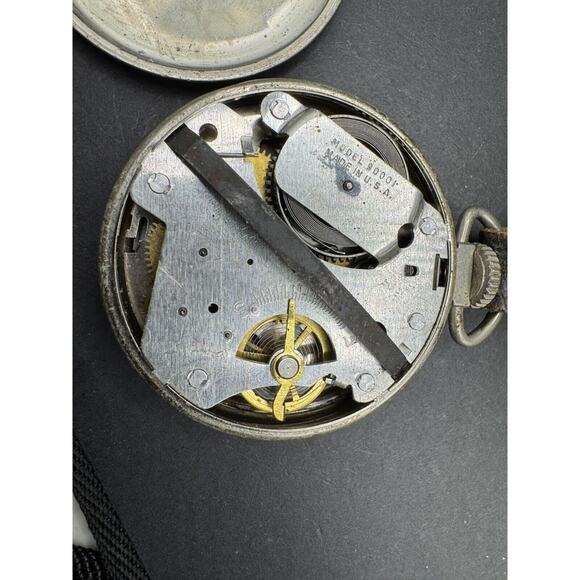 Westclox Scotty Pocket Watch Open Face Hand Winding w/ Caterpillar Loader Fob